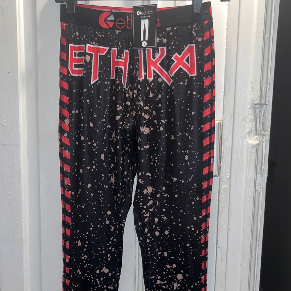 Ethika Black and Red Splatter Print Leggings